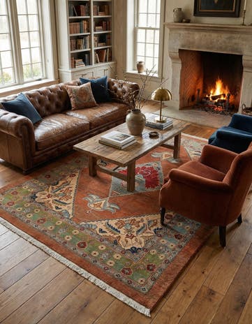5' 11 x 8' 1 Hand Knotted Kurd Persian Wool Rug