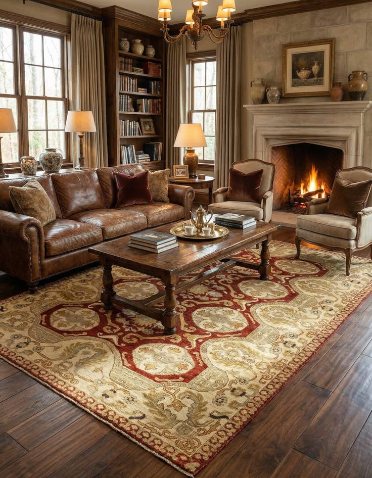 Detail image of 6' 8 x 9' 8  Hand Knotted Peshawar Ziegler Rug