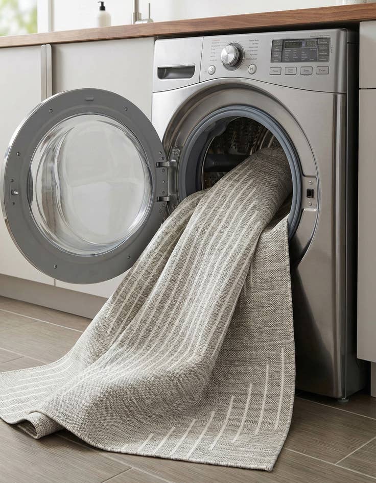 Detail image of  6' x 6'  Washable Modern Indoor / Outdoor Square Rug