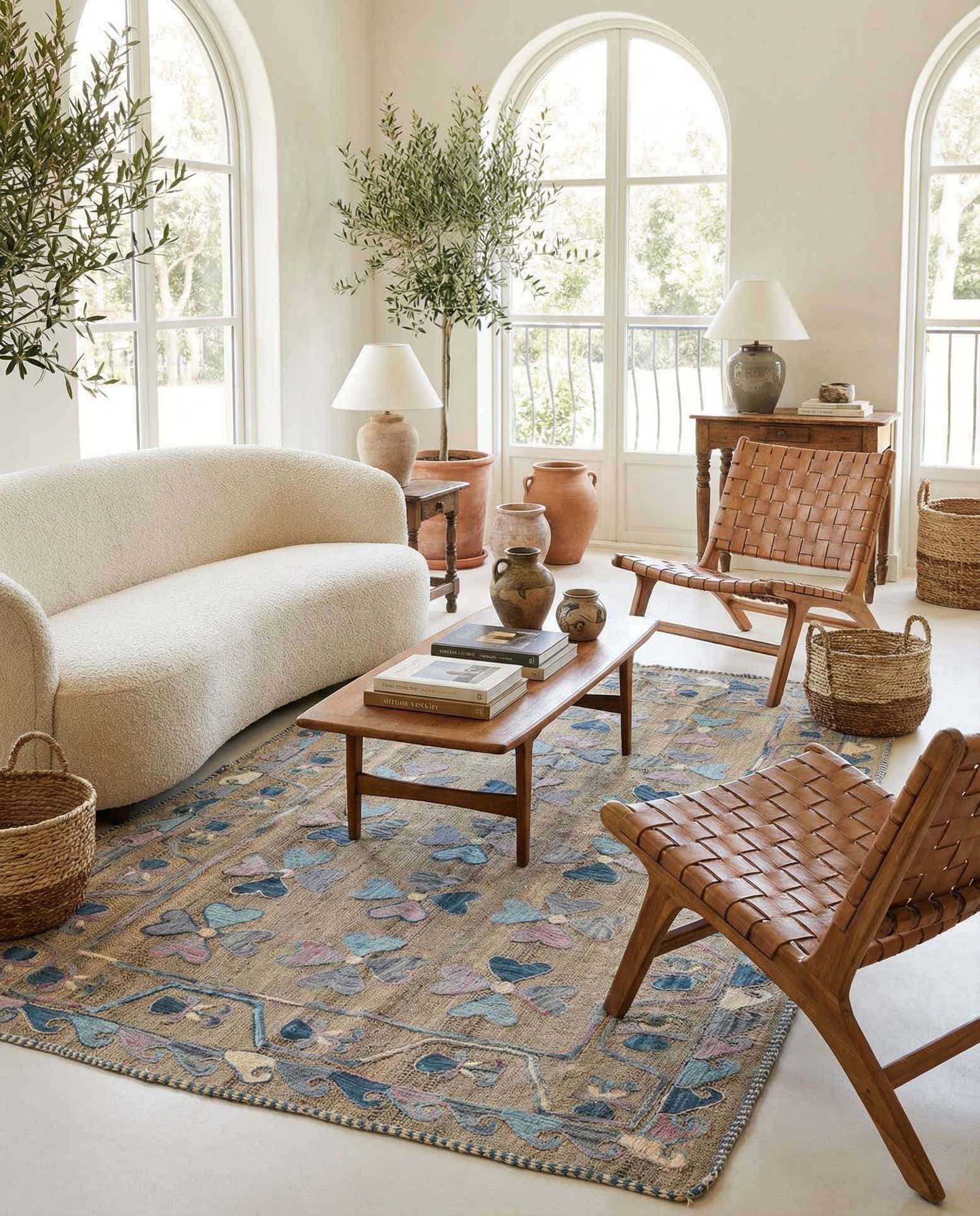 4' 8 x 7' 2 Hand Woven Kilim Suzani Wool Rug