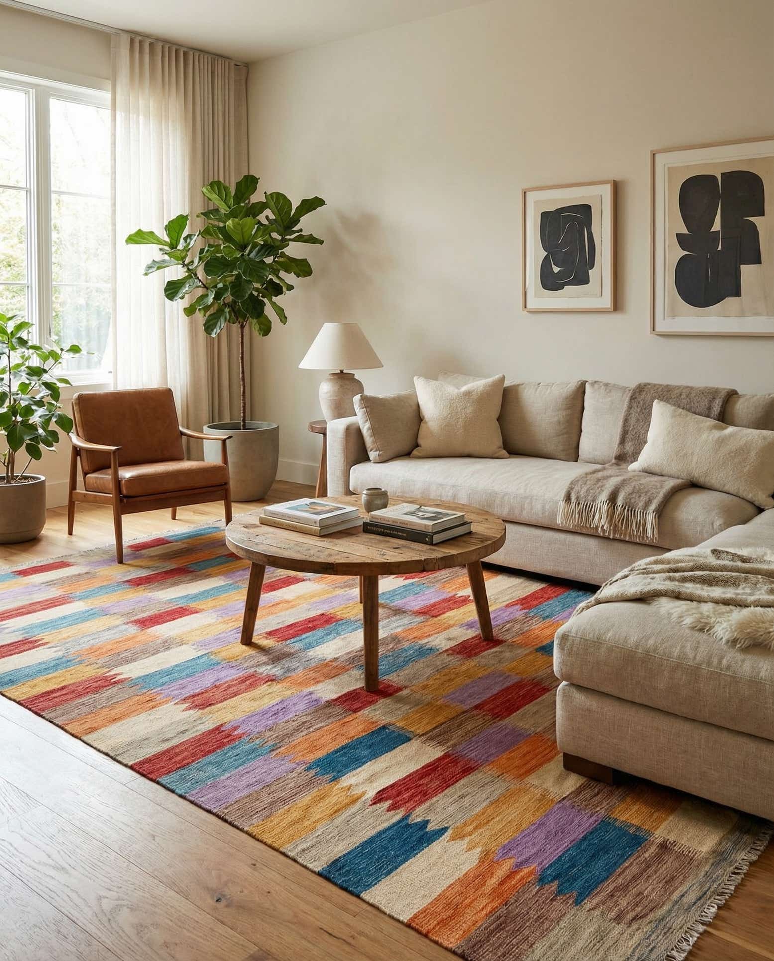 6' 7 x 9' 9 Hand Woven Kilim Modern Wool Rug