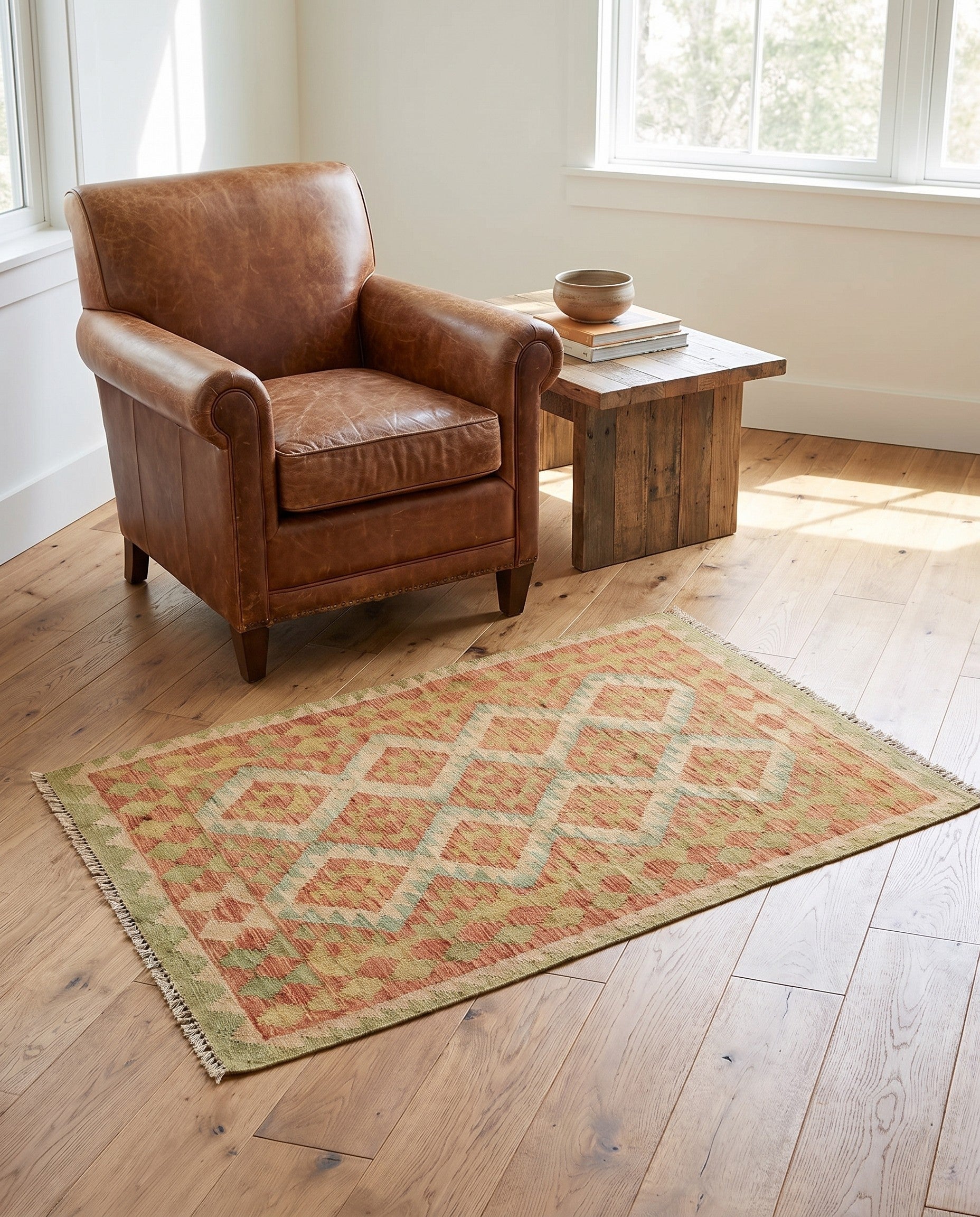 3' x 5' 2 Hand Woven Kilim Waziri Wool Rug