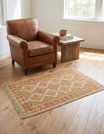 3' x 5' 2 Hand Woven Kilim Waziri Wool Rug