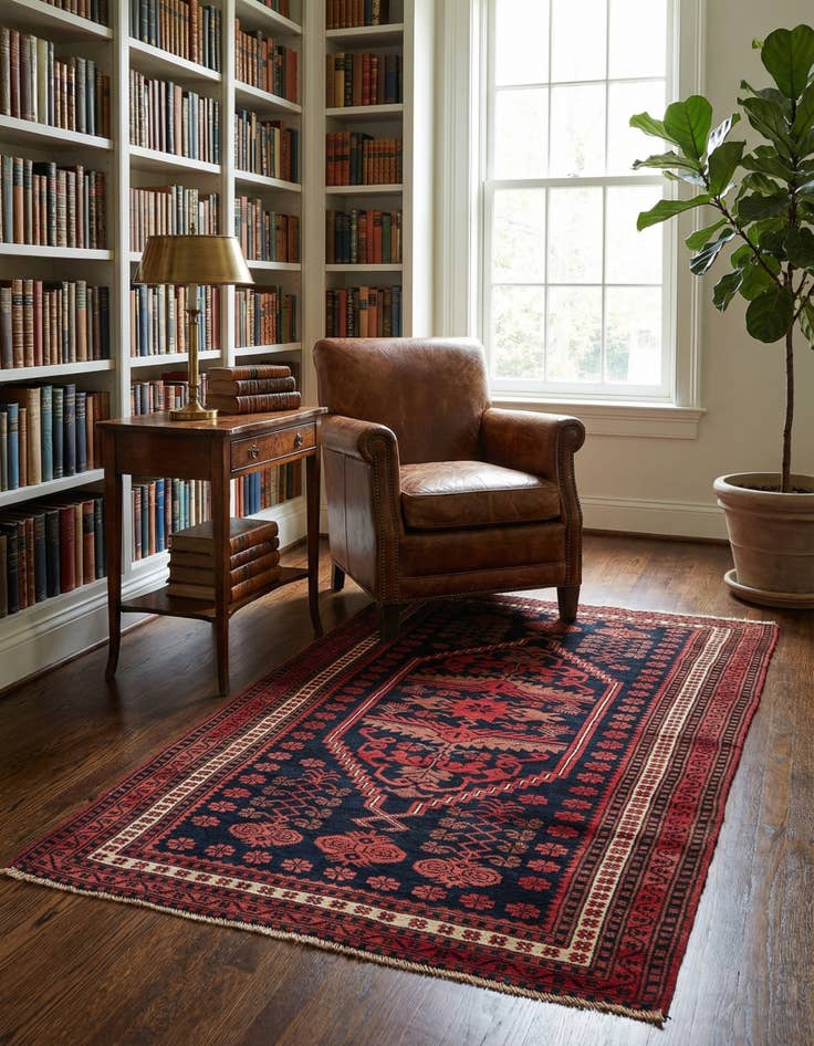 Detail image of 3' 7 x 6'  Hand Knotted Balouch Oriental Wool Rug