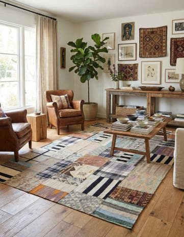 5' 4 x 8' 1 Hand Woven Kilim Patchwork Wool Rug