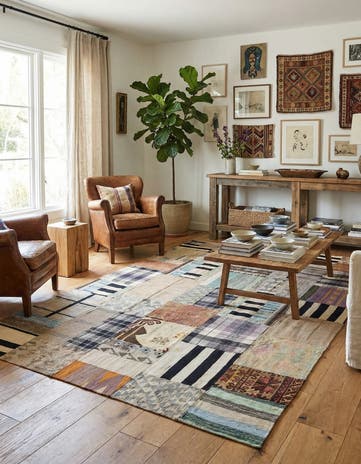 5' 4 x 8' 1 Hand Woven Kilim Patchwork Wool Rug