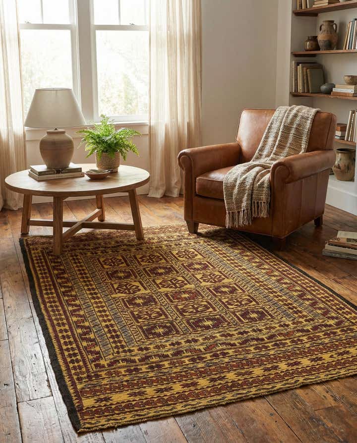 3' 11 x 6' 9 Hand Knotted Sumak Wool Rug