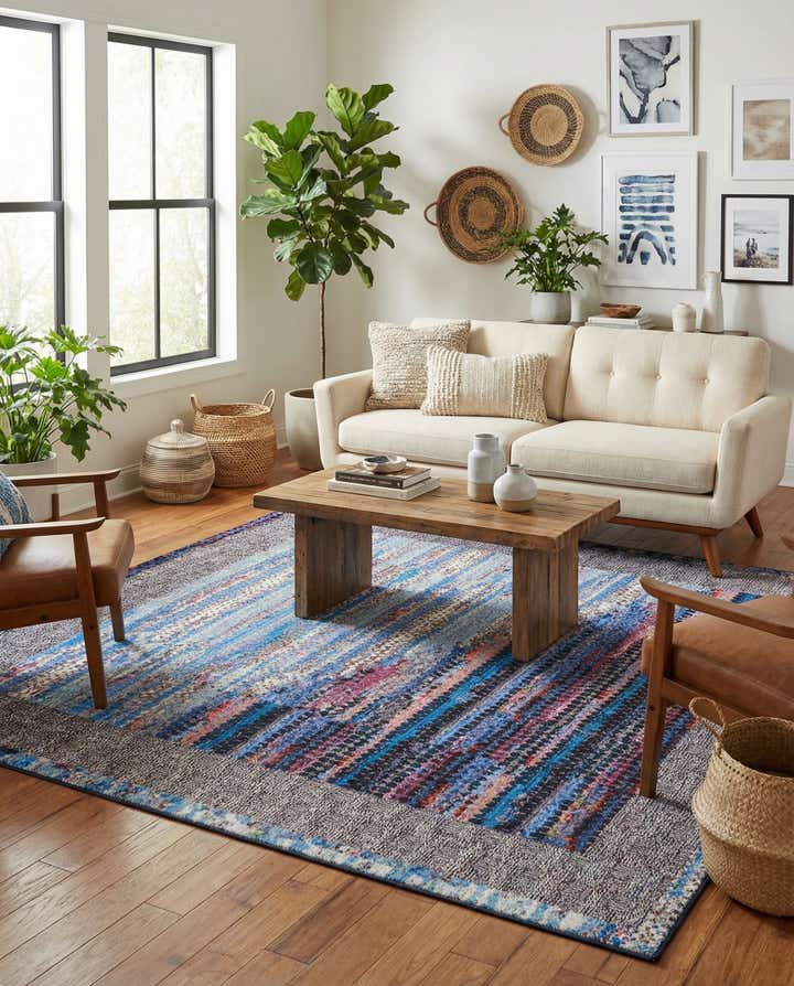 7' 10 x 7' 10 Easy-Clean Modern Indoor / Outdoor Square Rug