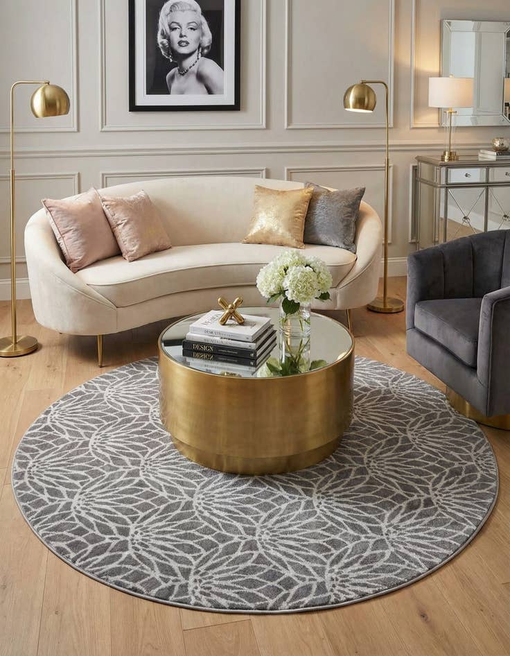 Detail image of 7' 10 x 7' 10  Marilyn Monroe™ Glam Dahlia Round Rug
