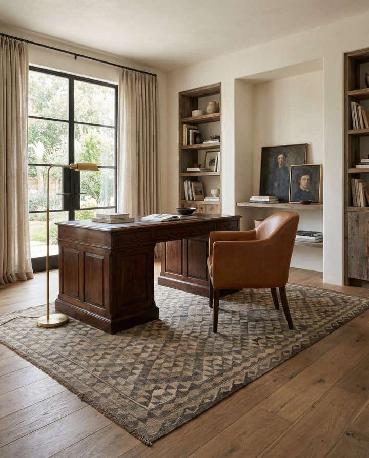 5' 9 x 7' 9 Hand Woven Kilim Maymana Wool Rug