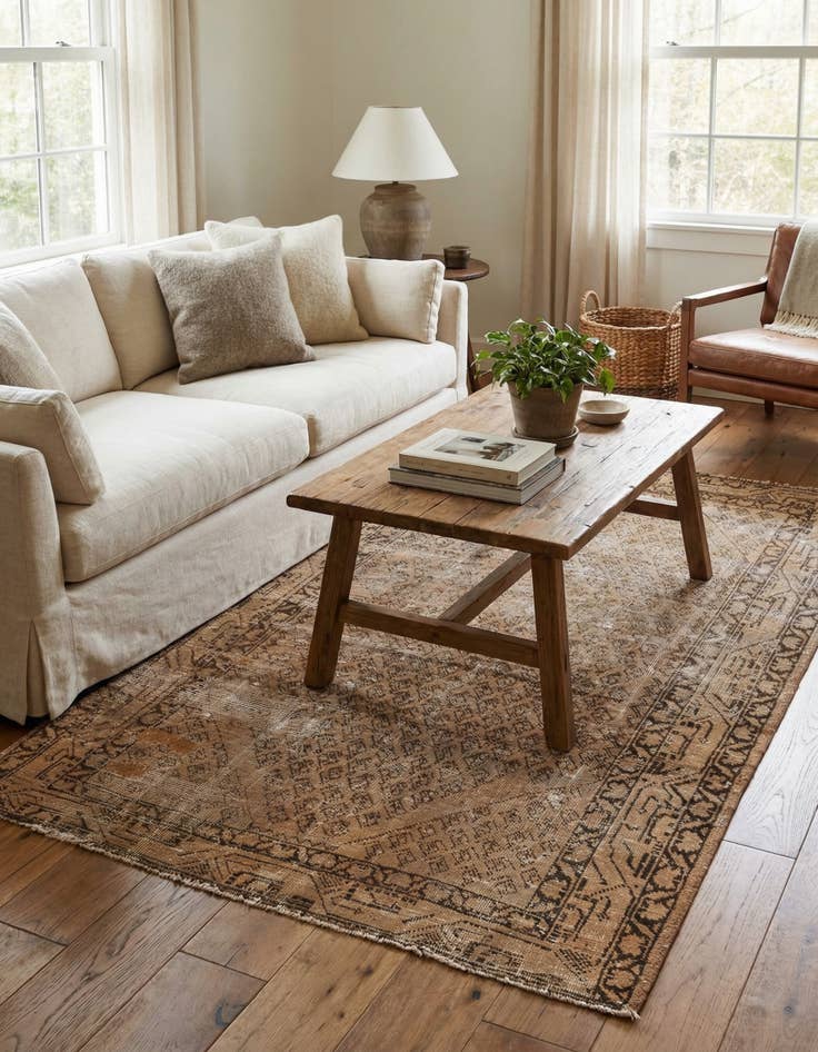 Detail image of 4' 2 x 6' 4  Hand Knotted Ultra Vintage Persian Wool Rug