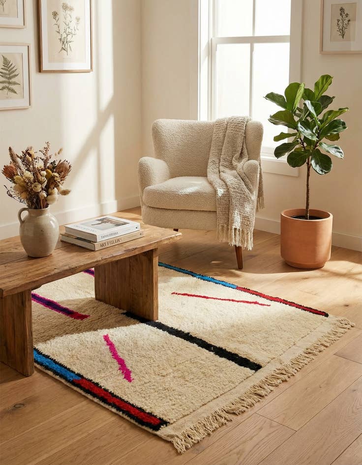 Detail image of 3' 4 x 4' 10  Hand Knotted Moroccan Wool Rug