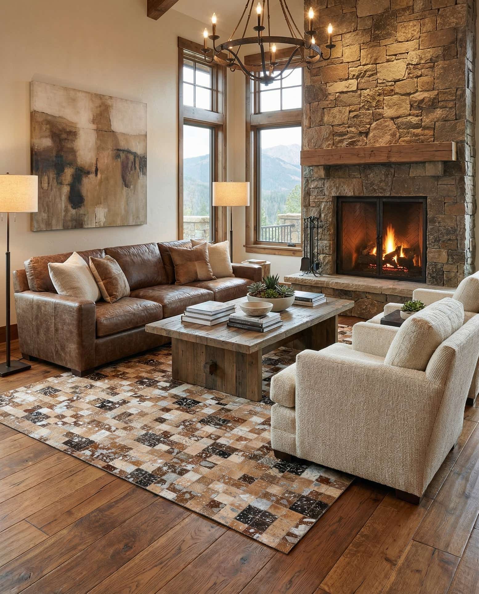 5' 3 x 7' 6 Cowhide Stocks Rug