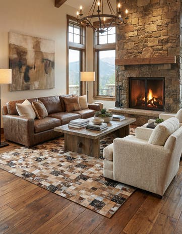 5' 3 x 7' 6 Cowhide Stocks Rug
