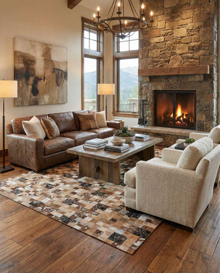 5' 3 x 7' 6 Cowhide Stocks Rug