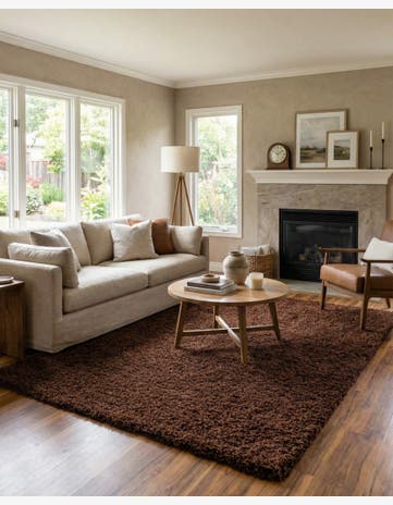 Chocolate Brown Solid Shag Rug