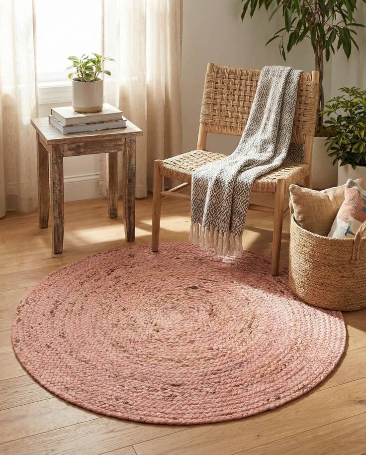 Detail image of 3' x 3' Handmade Braided Jute Round Rug
