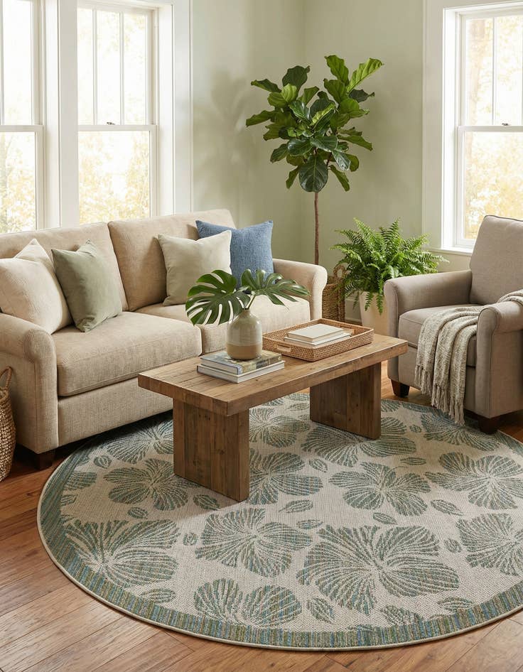 Detail image of 6' 1 x 6' 1  Washable Baja Indoor / Outdoor Round Rug