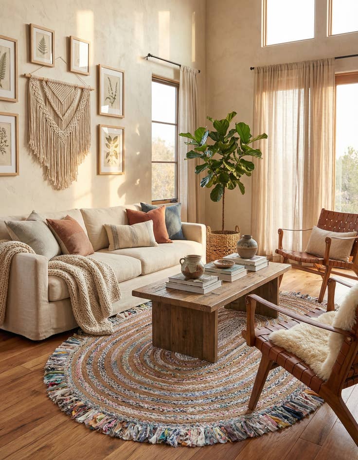 Detail image of 7' 10 x 10'  Hand Braided Chindi Jute Oval Rug