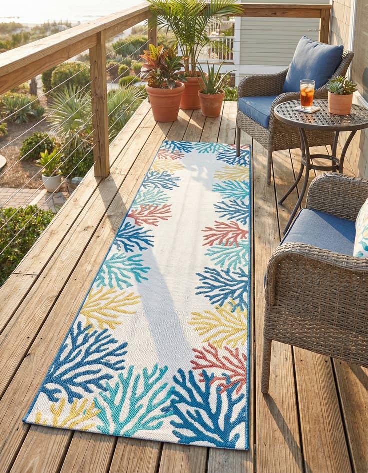 Detail image of 2' x 10'  Washable Belize Indoor / Outdoor Runner Rug