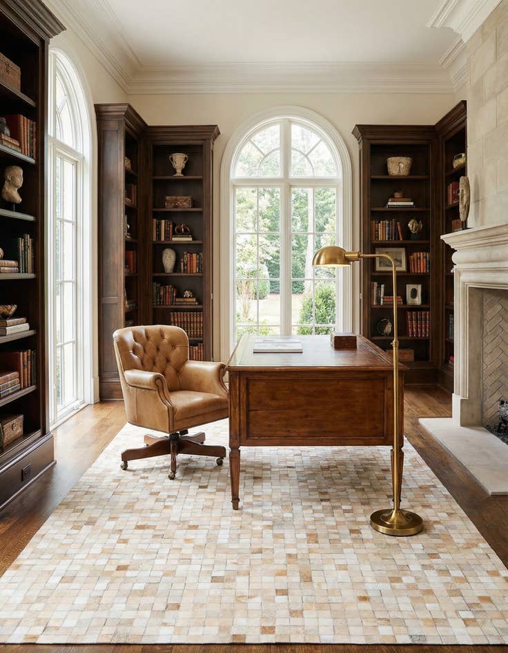 Detail image of 5' 2 x 8' Cowhide Stocks Rug