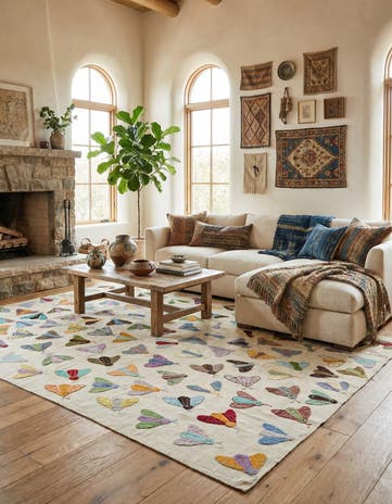 8' 1 x 9' 4 Hand Woven Kilim Suzani Wool Rug