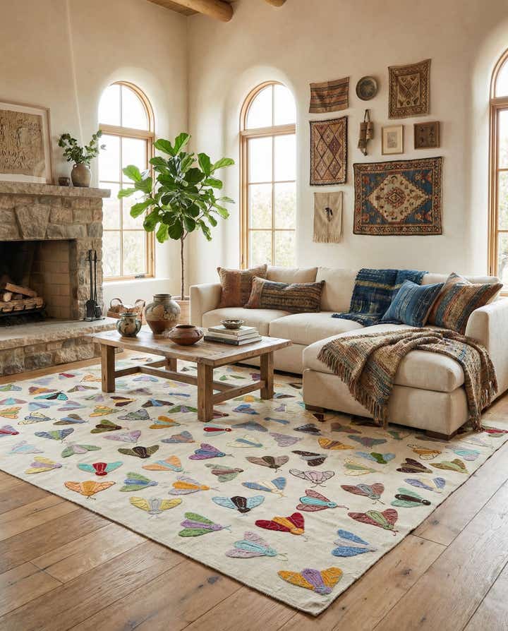 8' 1 x 9' 4 Hand Woven Kilim Suzani Wool Rug