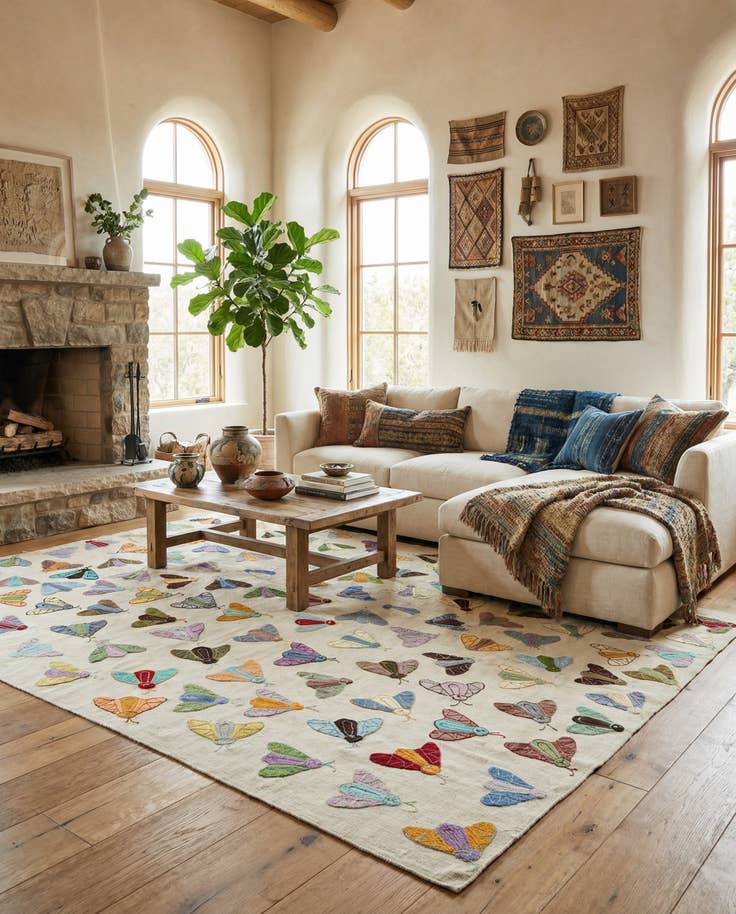 Detail image of 8' 1 x 9' 4 Hand Woven Kilim Suzani Wool Rug
