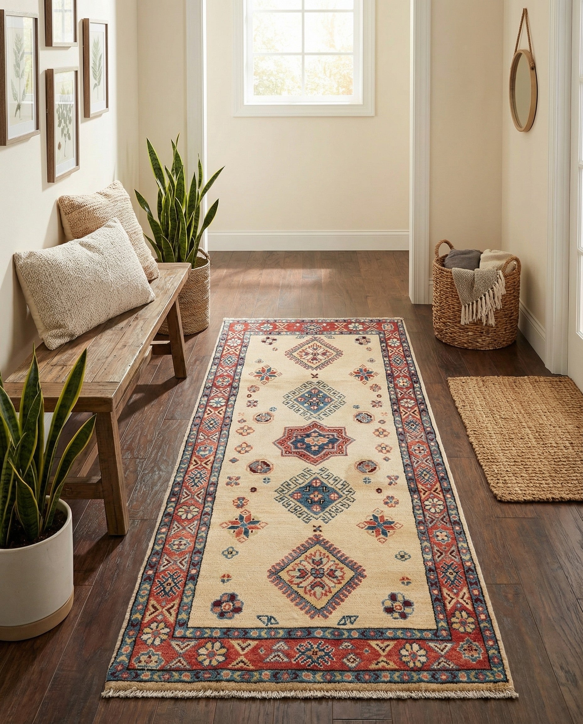 70cm x 180cm Hand Knotted Kazak Runner Rug