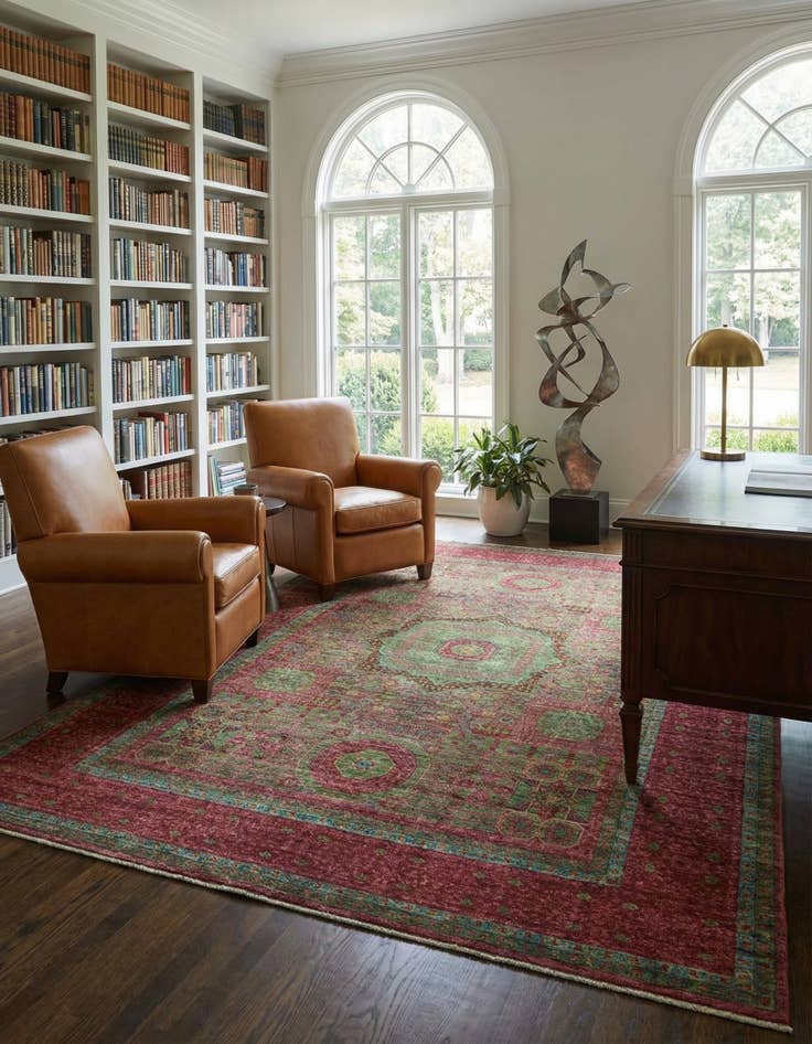 Detail image of  6' 11 x 9' 11  Hand Knotted Mamluk Ziegler Rug