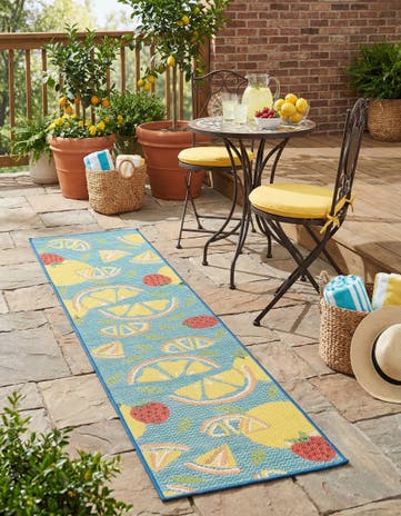 Blue Easy-Clean Baja Indoor / Outdoor Runner Rug