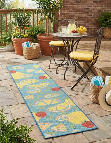 Blue Easy-Clean Baja Indoor / Outdoor Runner Rug
