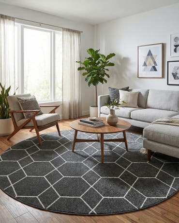  10' x 10' Lattice Frieze Round Rug