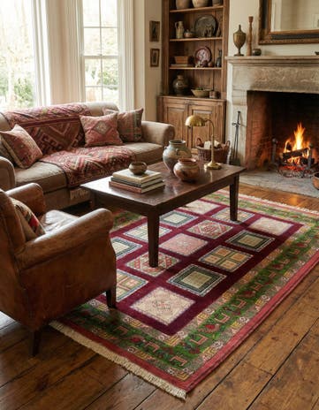 4' 3 x 6' 6 Hand Knotted Ghoochan Persian Wool Rug