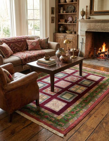 4' 3 x 6' 6 Hand Knotted Ghoochan Persian Wool Rug