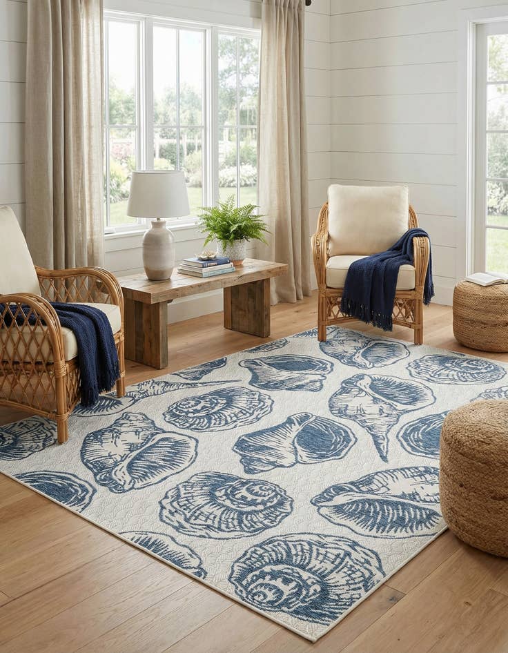 Detail image of  7' 10 x 7' 10  Washable Coastal Indoor / Outdoor Square Rug