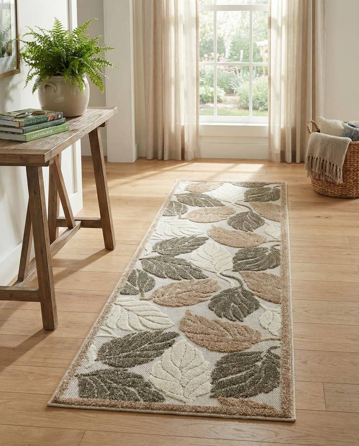 Detail image of 2' x 6' Easy-Clean Botanical Indoor / Outdoor Runner Rug