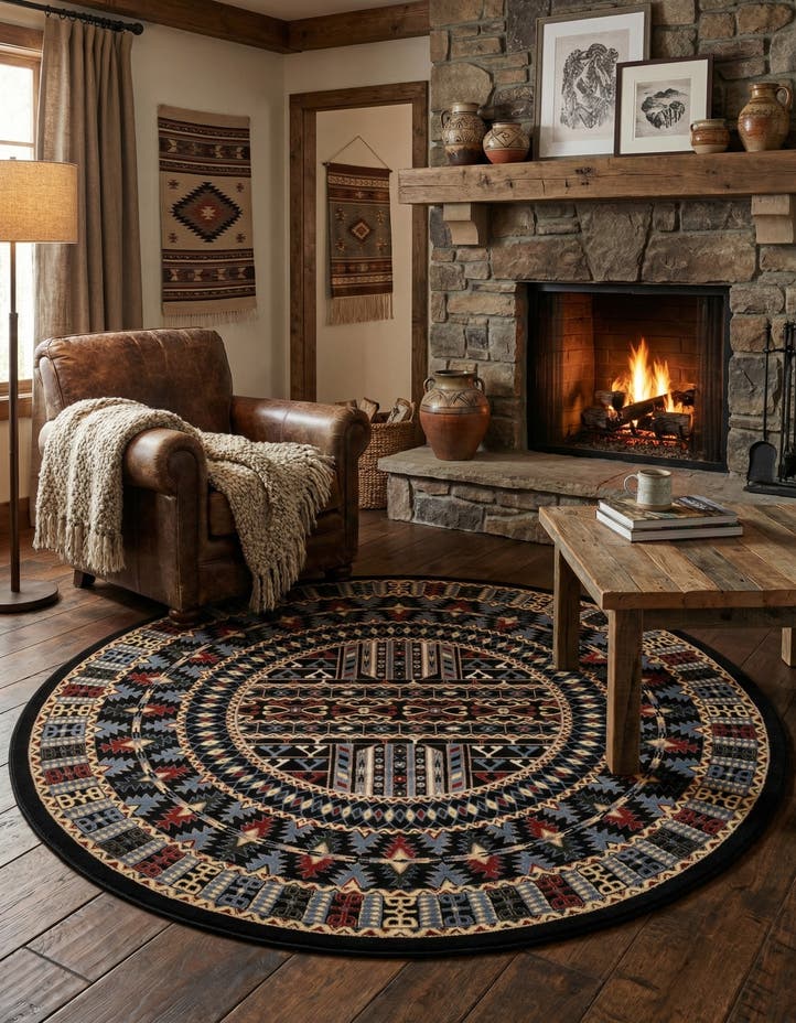 7' 10 x 7' 10 Bokhara Round Rug