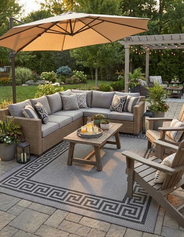 7' x 10' Easy-Clean Border Indoor / Outdoor Rug