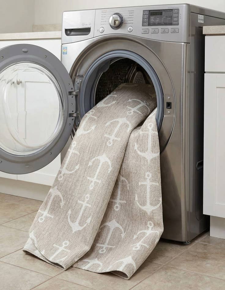 Detail image of 7' 10 x 10'  Washable Coastal Indoor / Outdoor Oval Rug