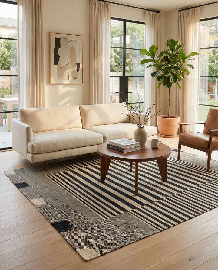 5' 7 x 7' 9 Hand Woven Kilim Modern Wool Rug