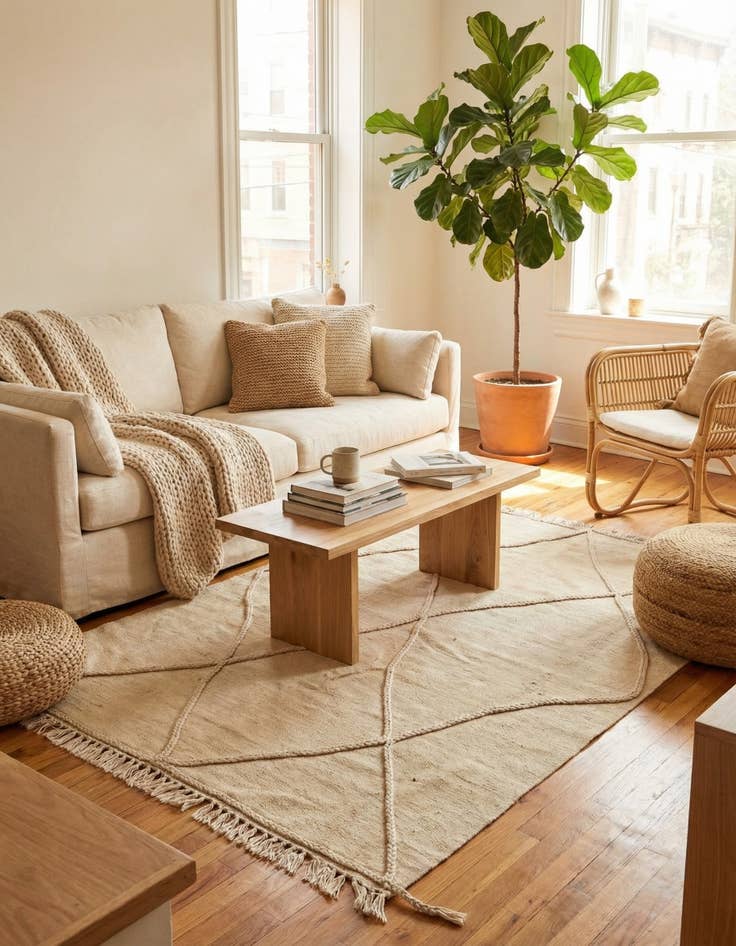 Detail image of 4' 1 x 6'  Hand Knotted Moroccan Wool Rug