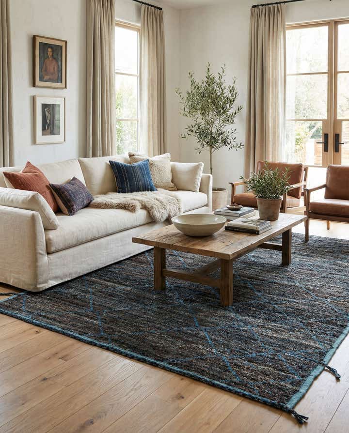 6' 2 x 9' 3 Hand Knotted Moroccan Wool Rug