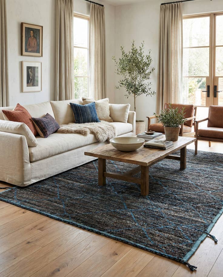 Detail image of 6' 2 x 9' 3 Hand Knotted Moroccan Wool Rug