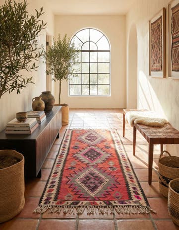 4' 4 x 7' 10 Hand Woven Kilim Fars Wool Runner Rug