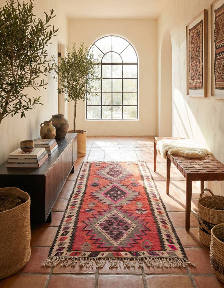 Detail image of 4' 4 x 7' 10  Hand Woven Kilim Fars Wool Runner Rug