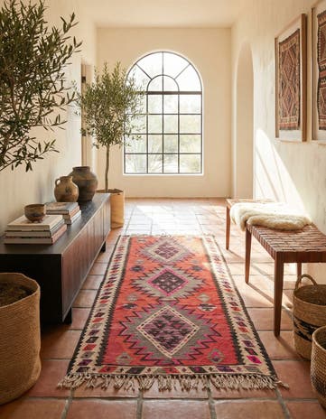 4' 4 x 7' 10 Hand Woven Kilim Fars Wool Runner Rug