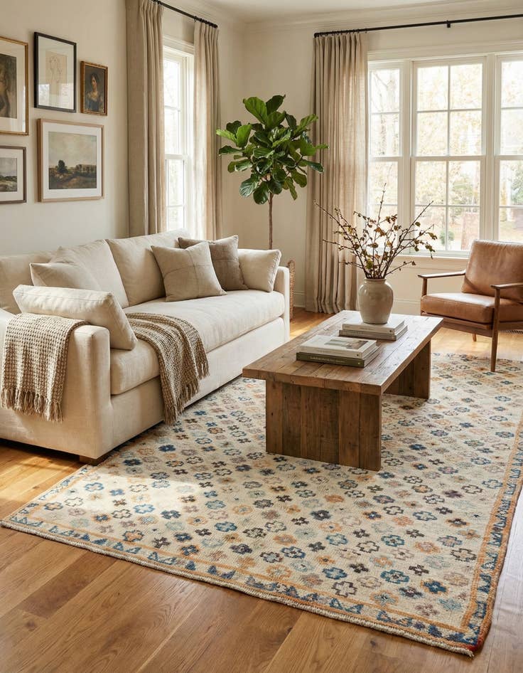 Detail image of 6' 2 x 9' 5 Hand Knotted Darya Wool Rug