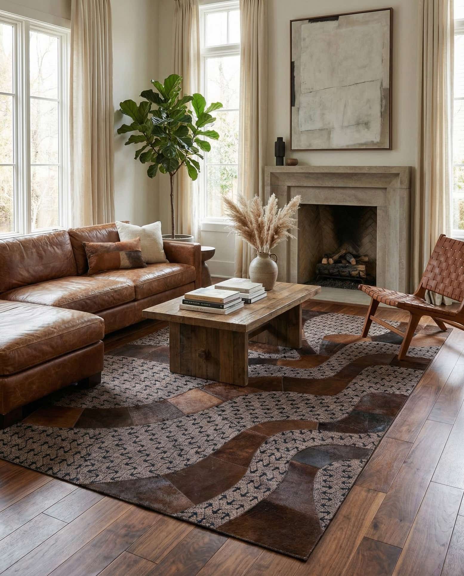 5' x 8' Cowhide Leather Rug