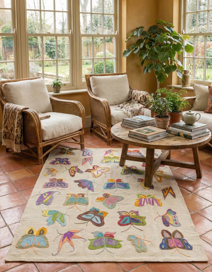 Detail image of 4' 2 x 5' 10  Hand Woven Kilim Suzani Wool Rug